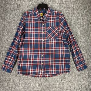 Browning Shirt Mens Large Blue Plaid‎ Flannel Button Up Hunting Chore Outdoors